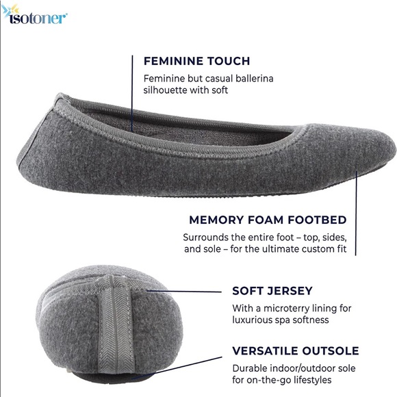 Isotoner Velour Victoria Ballerina House Slipper - Picture 2 of 5